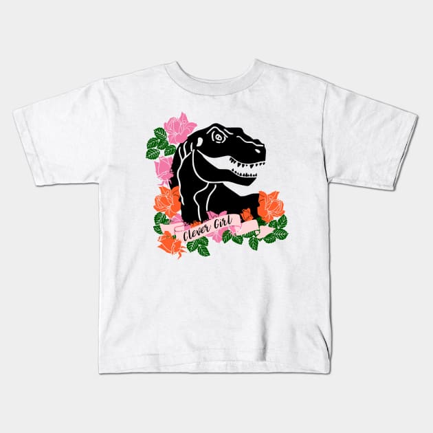 Clever Girl Dinosaur Print Kids T-Shirt by kapotka